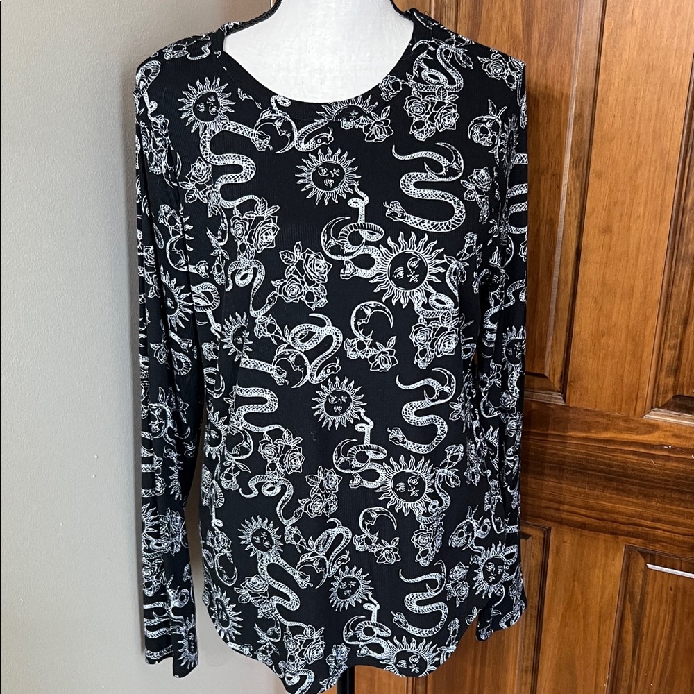 No Boundaries Black and White Patterned Top